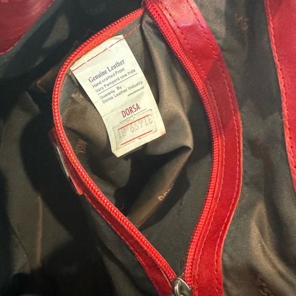 Dorsa Red Italian Leather Backpack - Picture 11 of 13